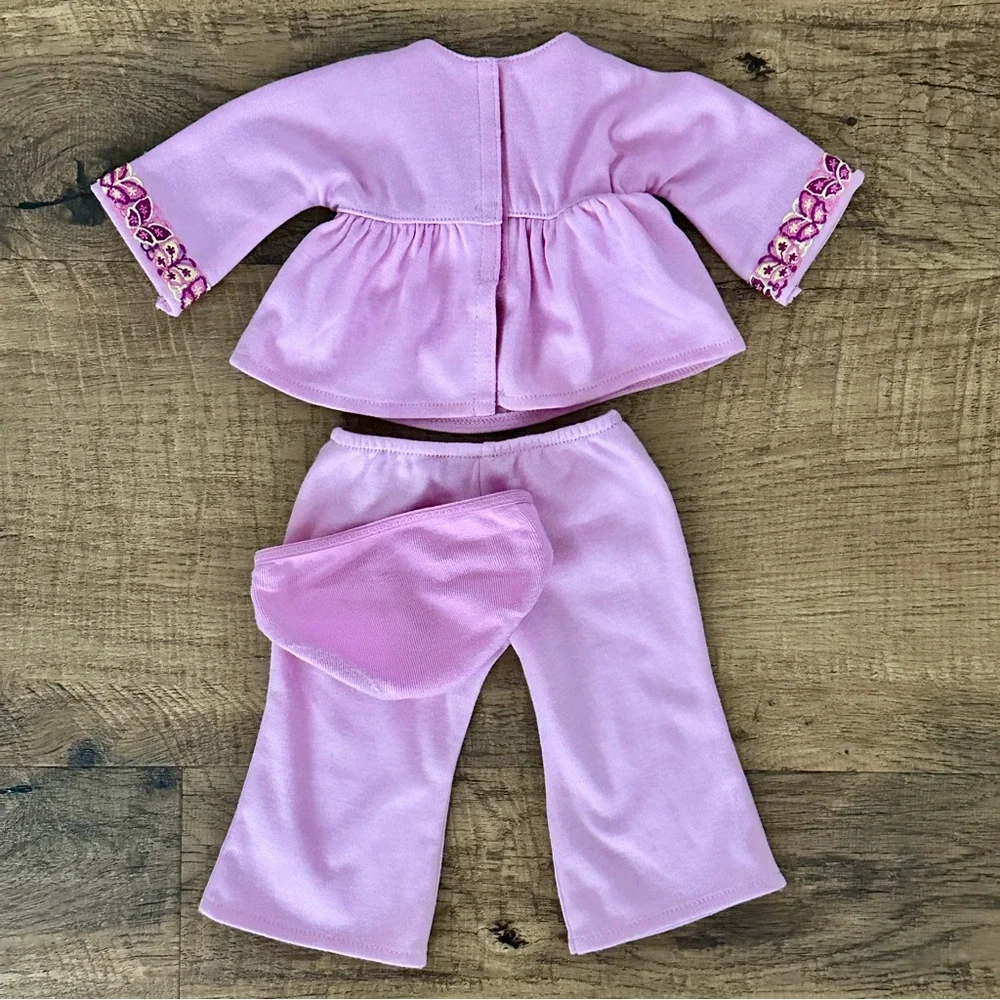 American Girl Light Pink Pajama Set with Floral Trim for 18” Julie